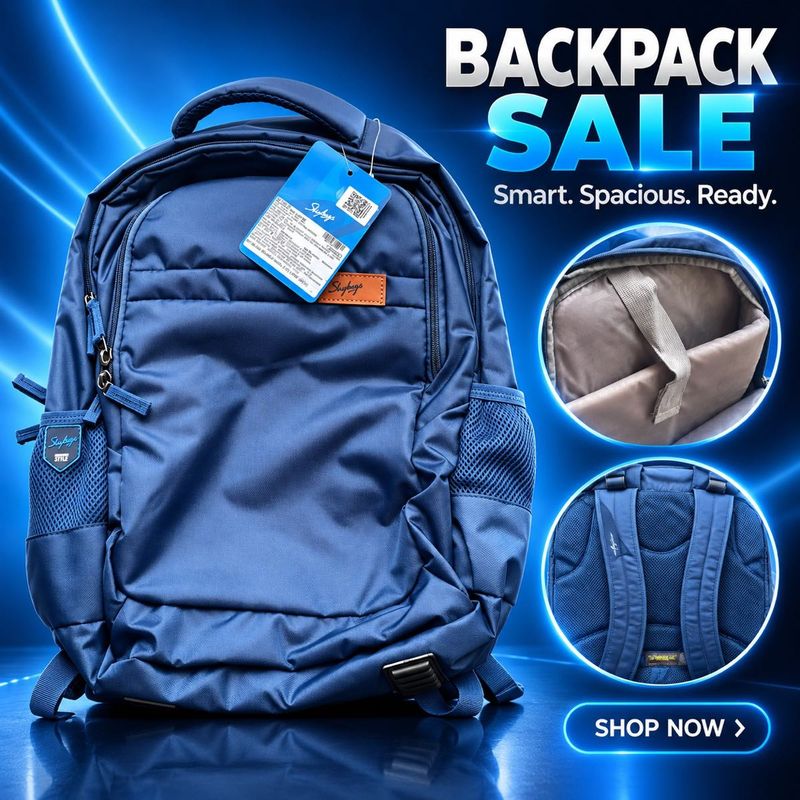 Stylish Blue Backpack - Spacious &amp; Ready