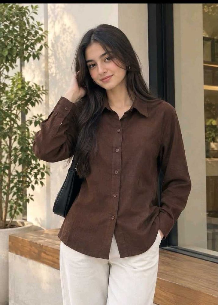 Chic Brown Button-Down Shirt