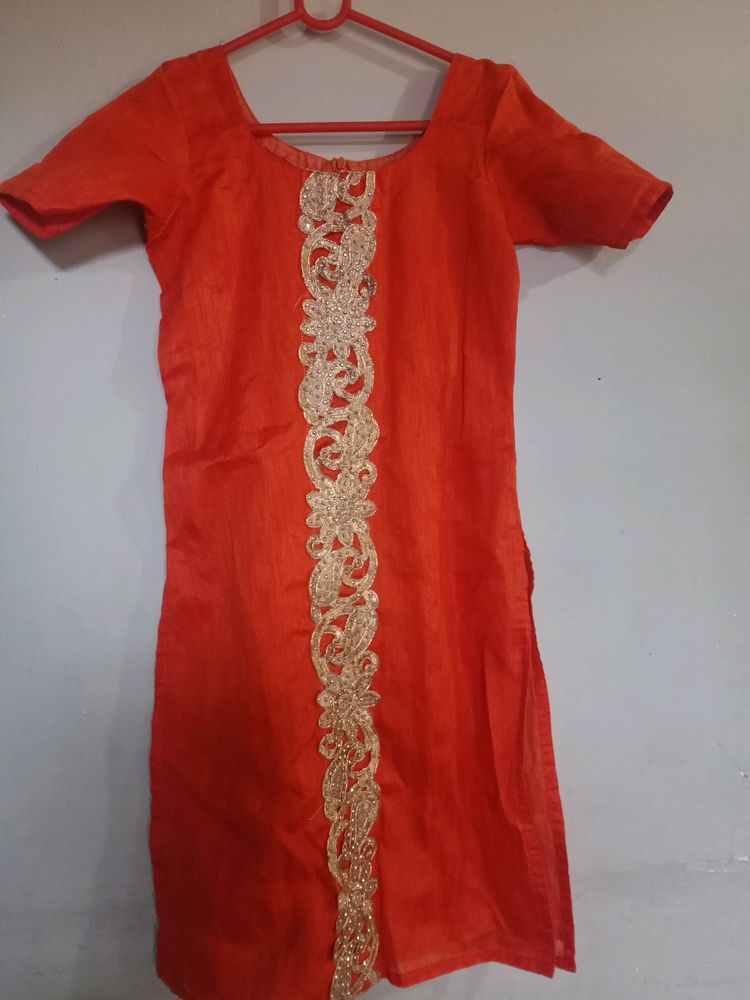 Orange Color Kurta Kurtis