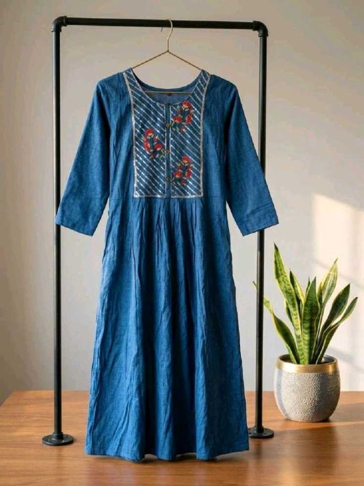 Blue Embroidered Kurti