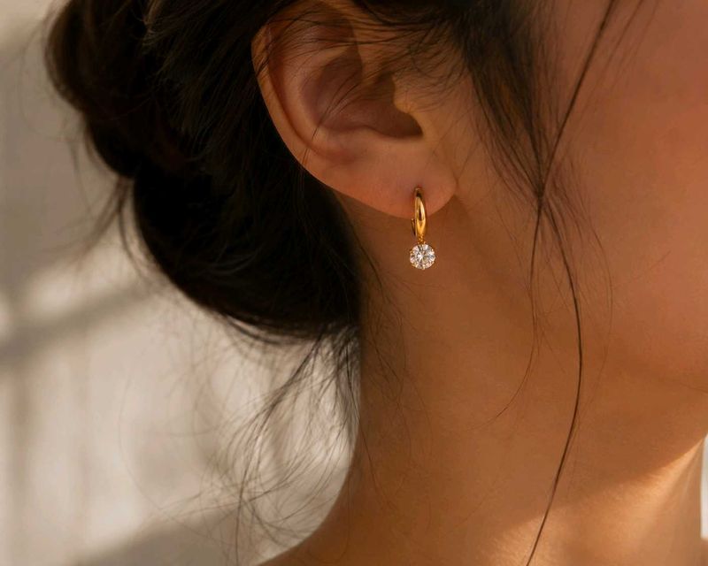 stainless steel Antitarnish Sparkling Gold Heart D