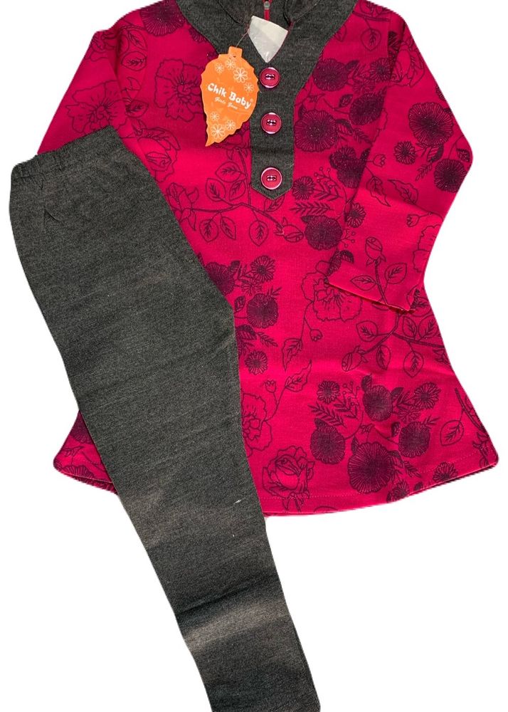 Girls Kurta With Woolen Lagging