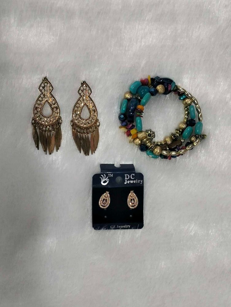 Trendy Boho Bracelet with Stylish Earrings Combo