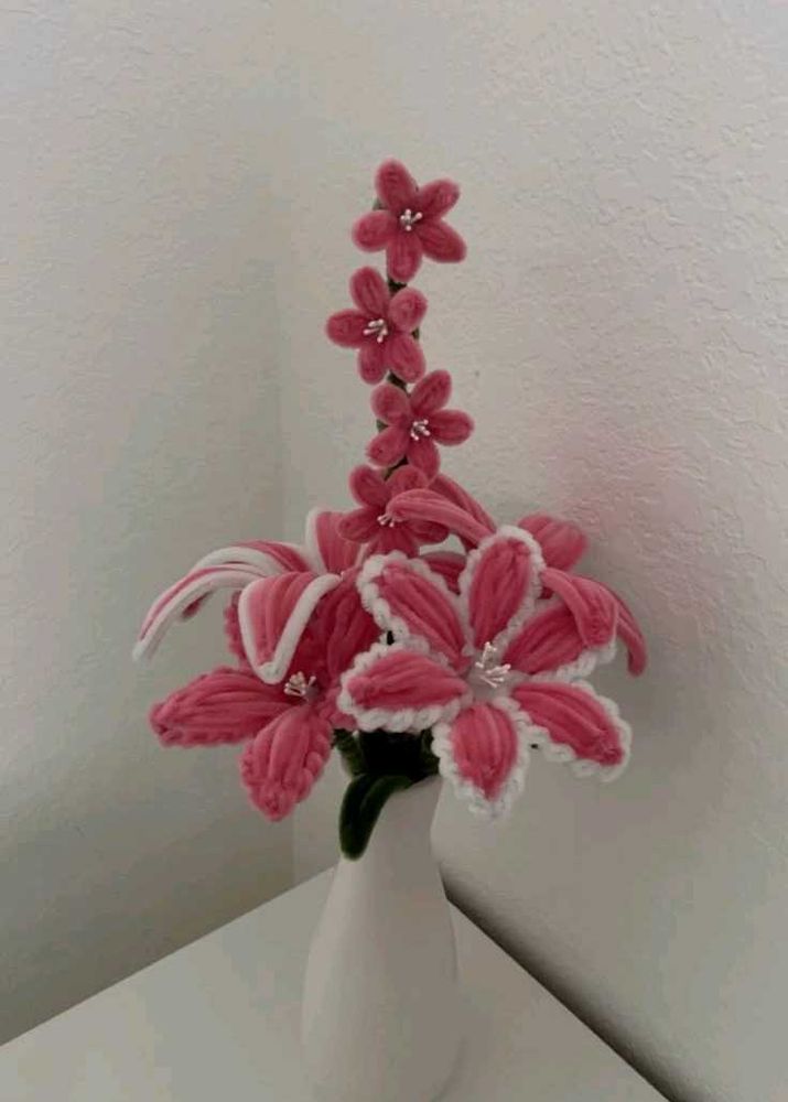 Pink Floral Arrangement in White Vase