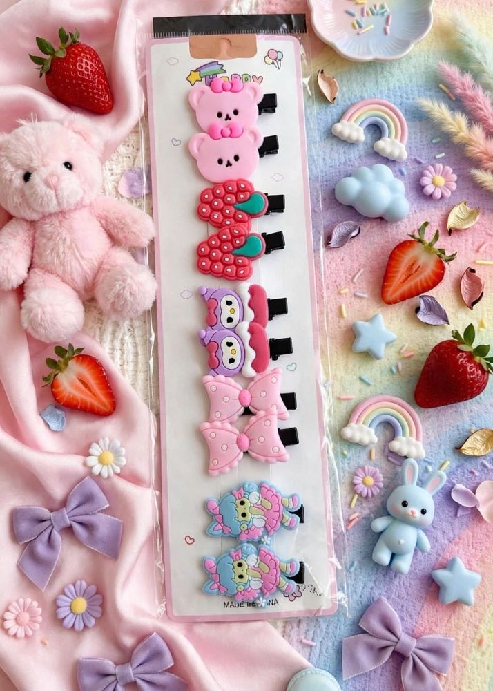 Cute Kawaii Hair Clips Set- 5