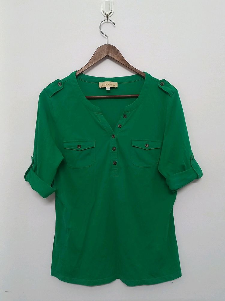 Green Top With Buttons | Women | Size: L