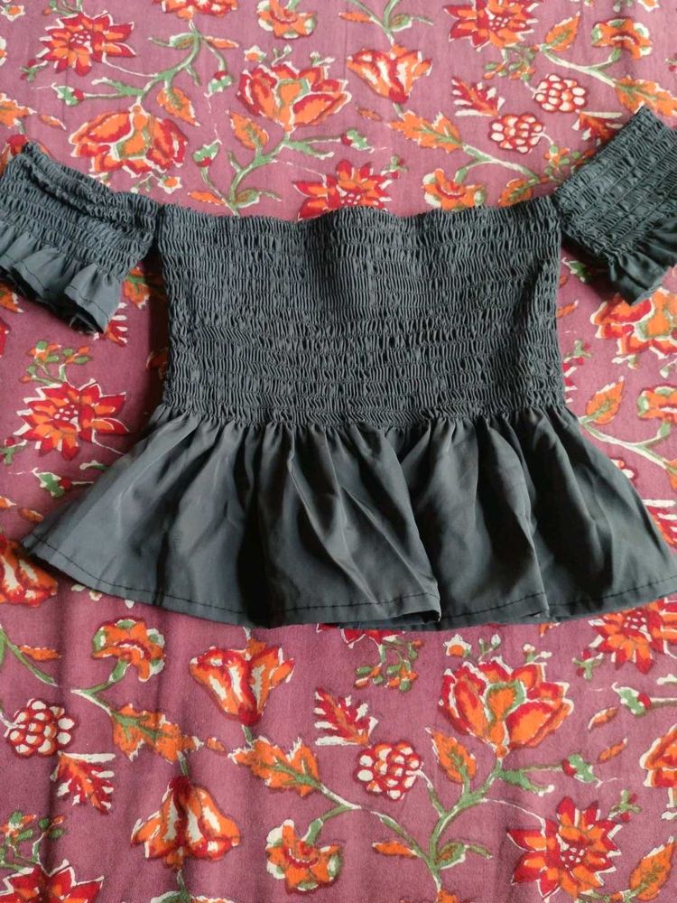 Smocked Off-Shoulder Peplum Top