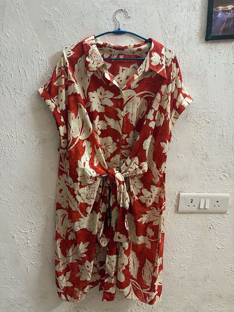 Mango 1xl  Floral Print Shirt Dress