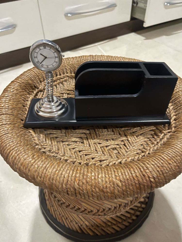 Vintage Style Desk Organizer with Clock