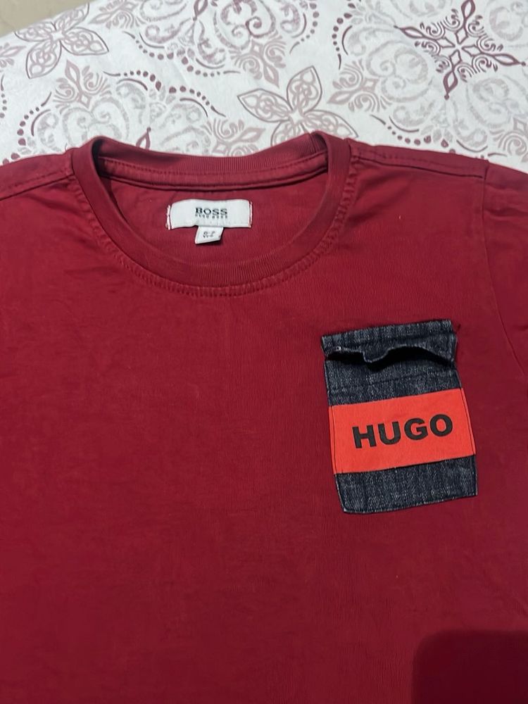 Hugo Boss Red T-Shirt with Pocket Detail