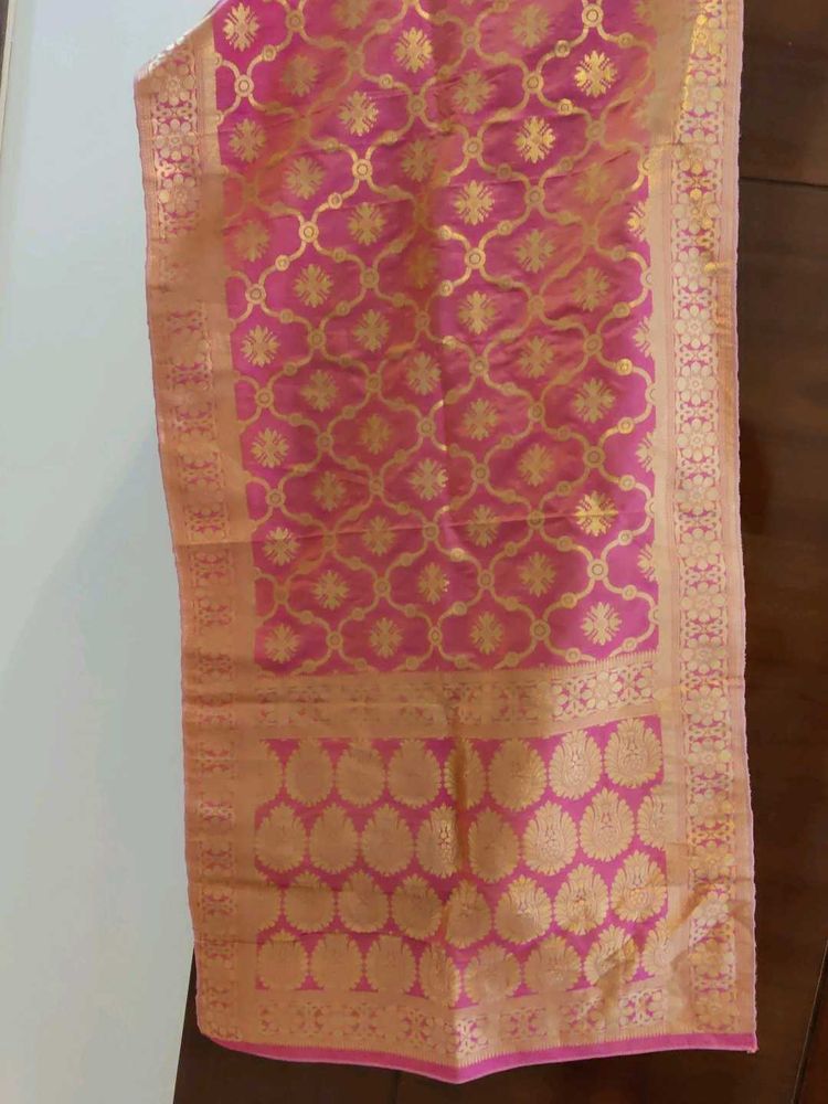 Pink &amp; Gold Brocade Fabric