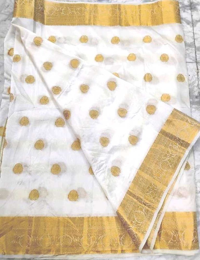 cream gold zari pure Silk saree