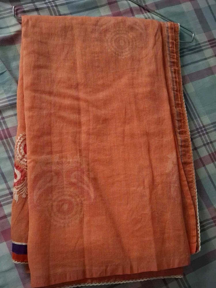 Peach Embroidered Saree