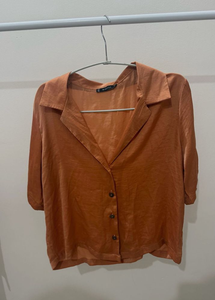MIMOSA Satin Button-Up Blouse