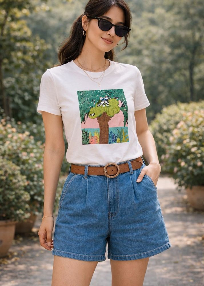 Cute Graphic Tee with Nature Print