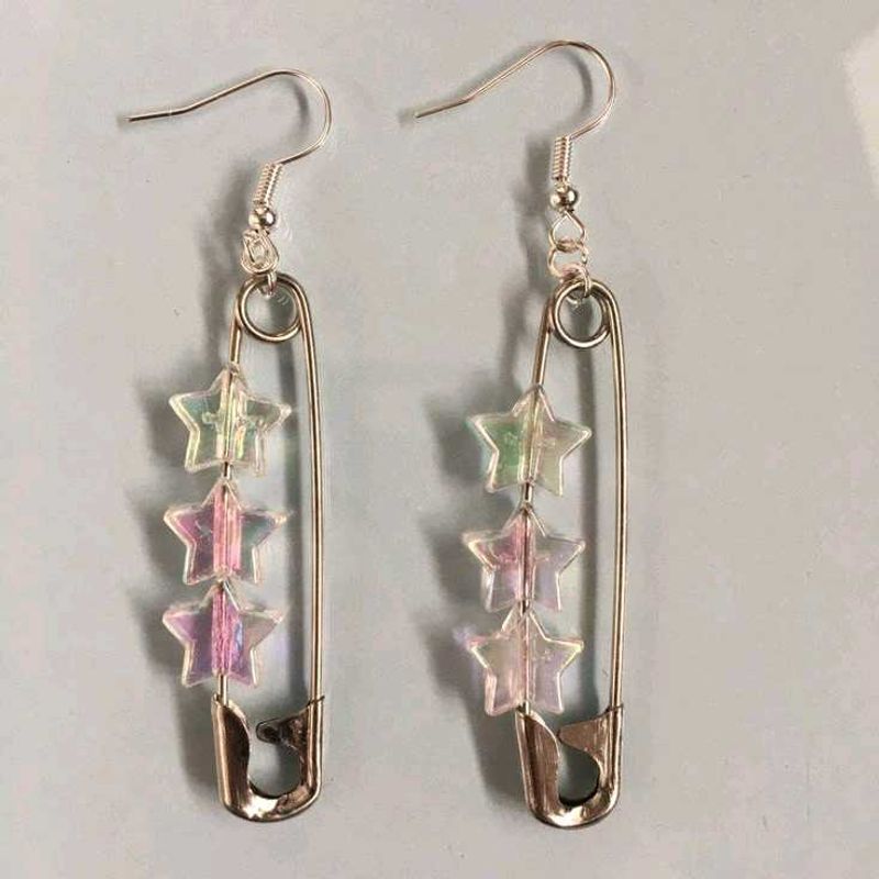 Cute Safety Pin Bead Earrings (2 Pairs)
