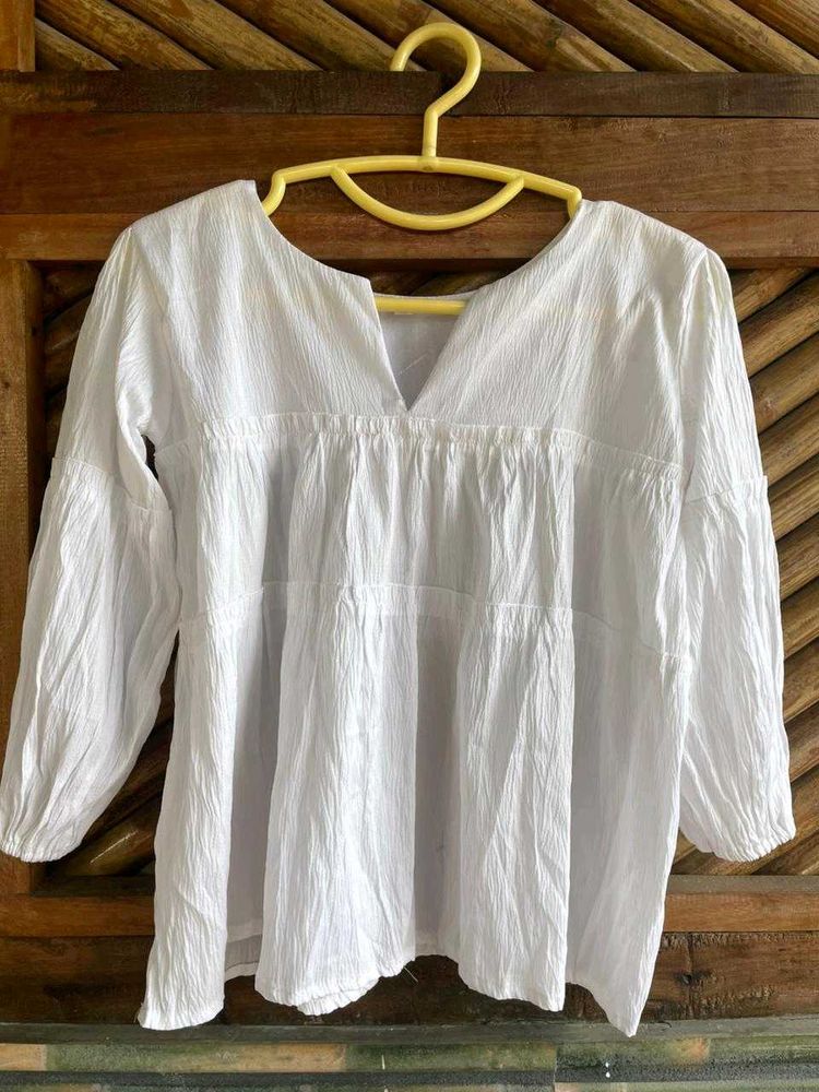 Chic White Cotton Tunic Top