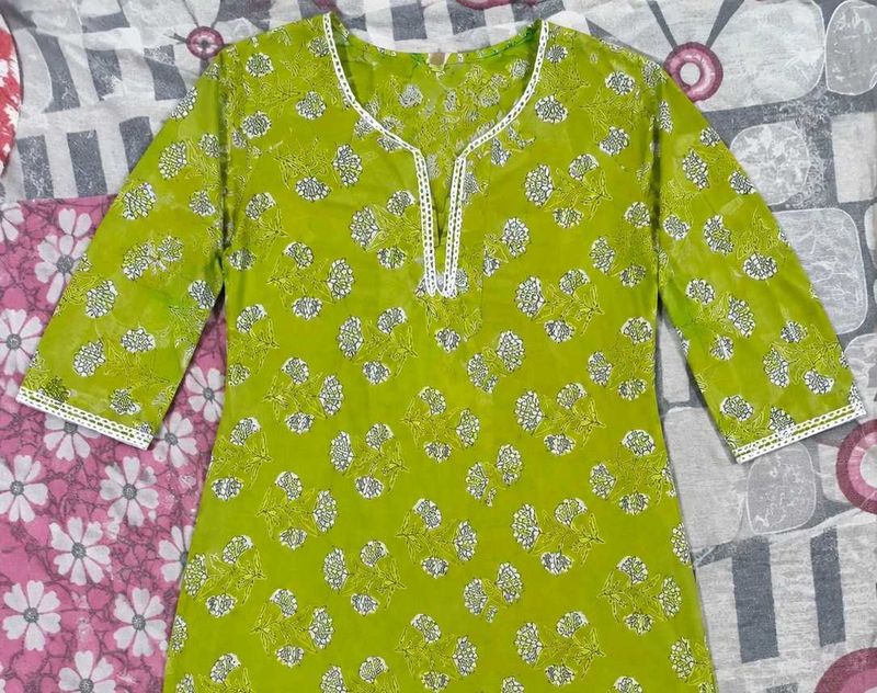 Green Floral Print Kurta 💚