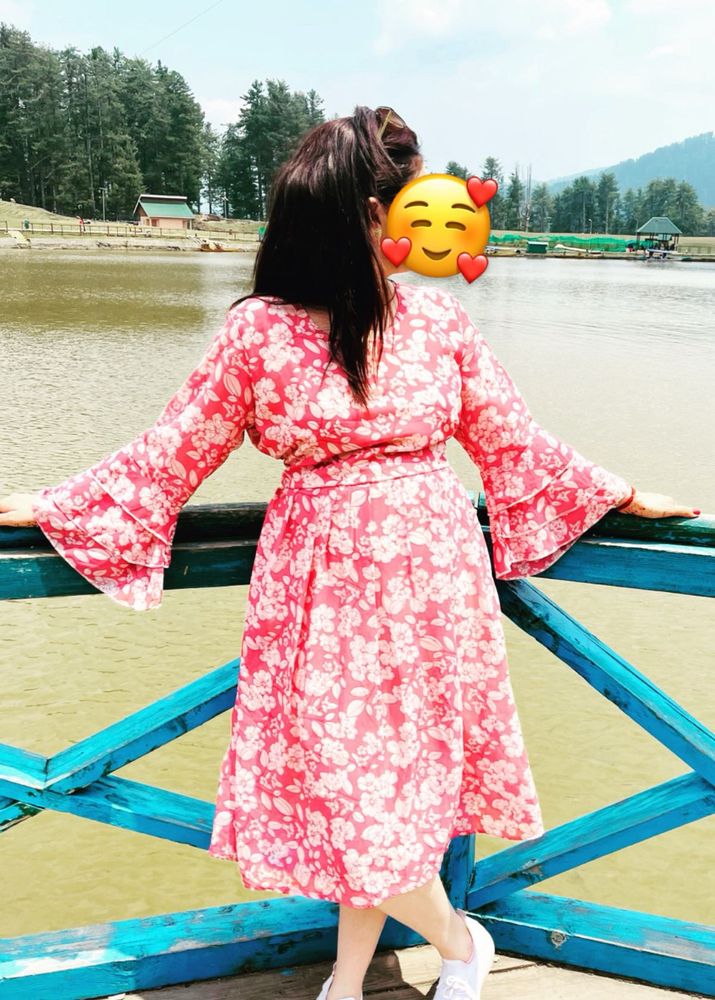 beautiful white and pink floral dress