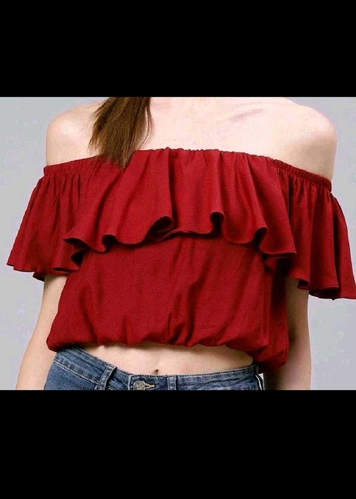 Chic Off-Shoulder Ruffle Crop Top