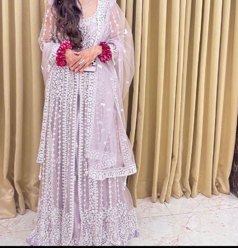 Lilac Embroidered indowestern dress