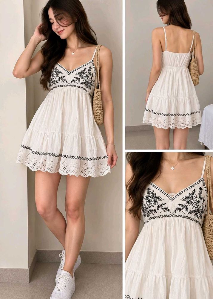 Boho Embroidered Mini Dress