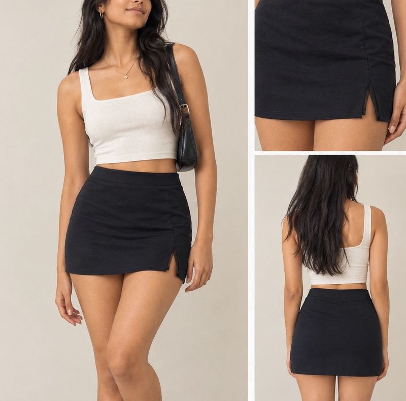 Black Mini Skirt with Side Slit