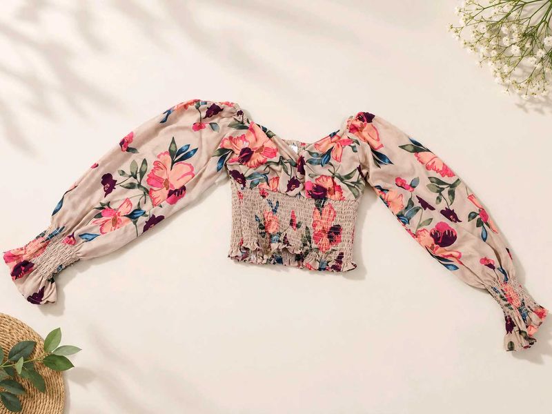 Floral Smocked Long Sleeve Top