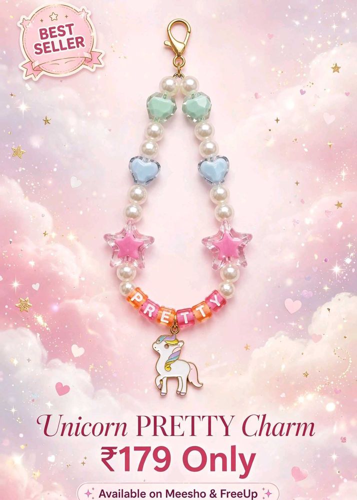 Unicorn Charm with "PRETTY" Beads