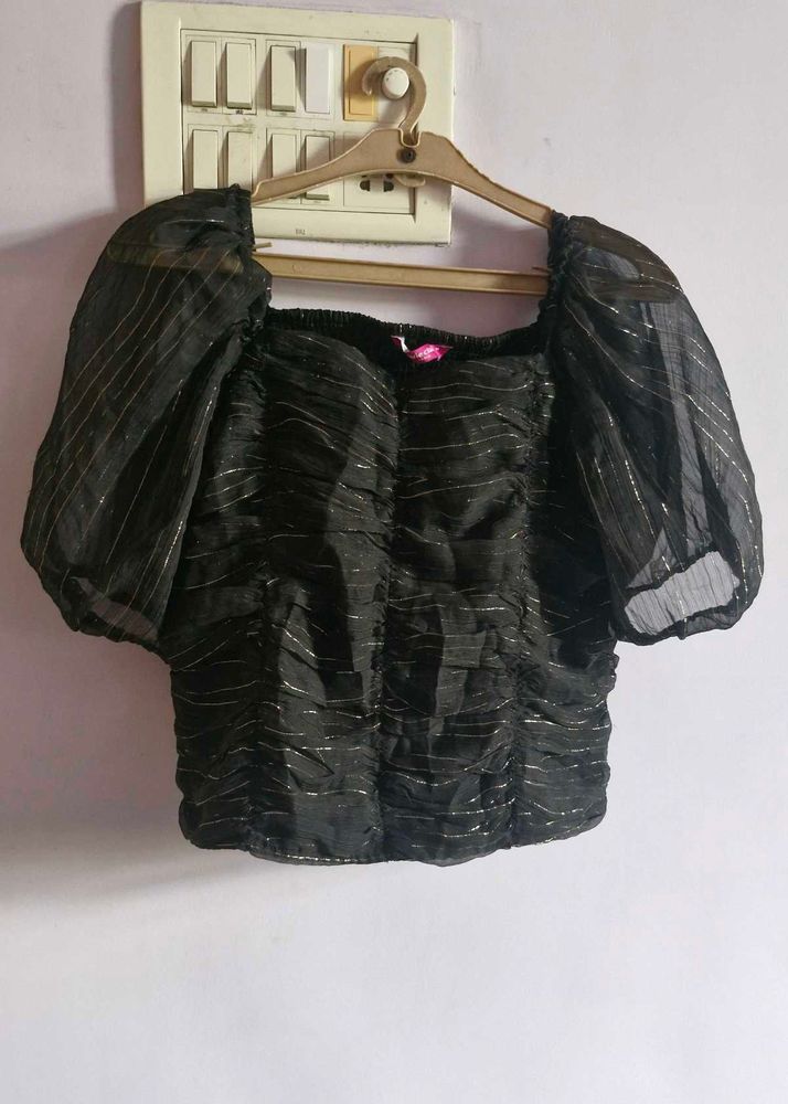 Chic Black Puff Sleeve Top