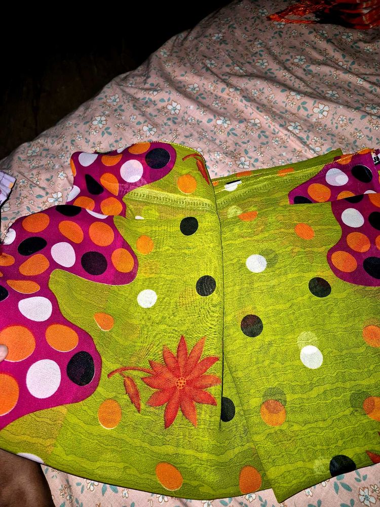 Vibrant Polka Dot Saree