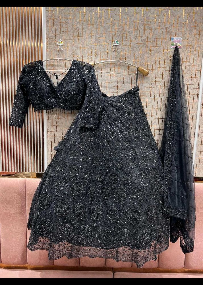 Stunning Black Sequined Lehenga Choli Set
