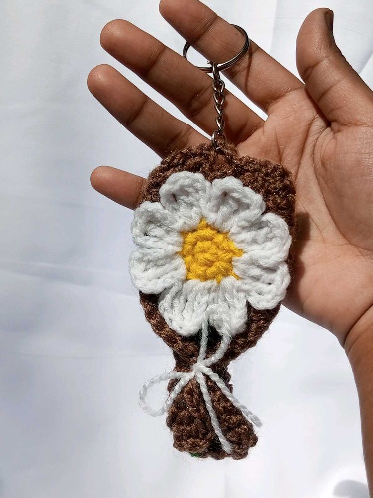 Crochet Daisy Keychain