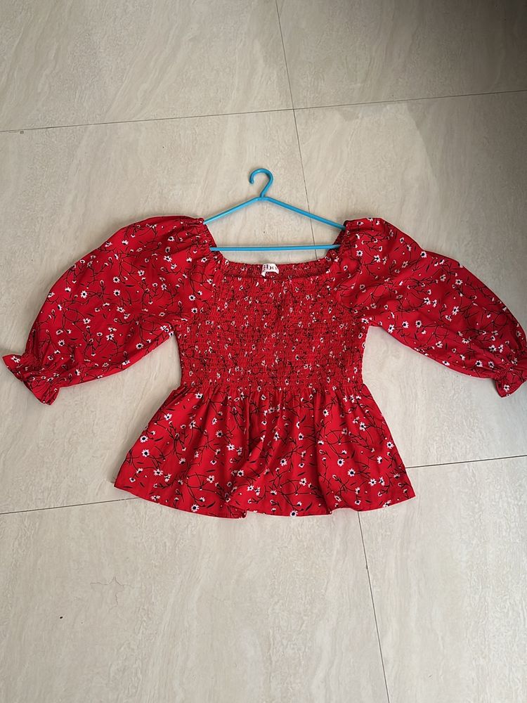 Beautiful Red Peplum Top