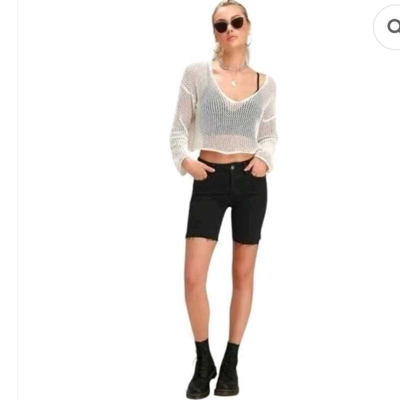 White Fishnet Top mesh crochet crop to