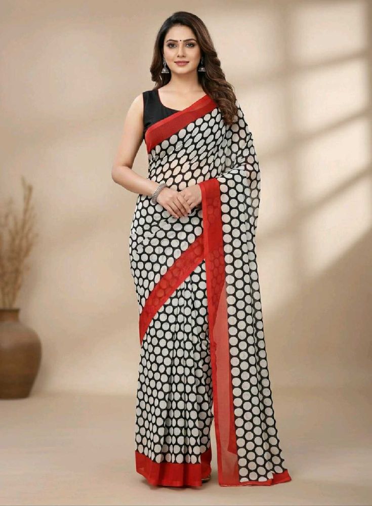 Stylish Polka Dot Saree( New)