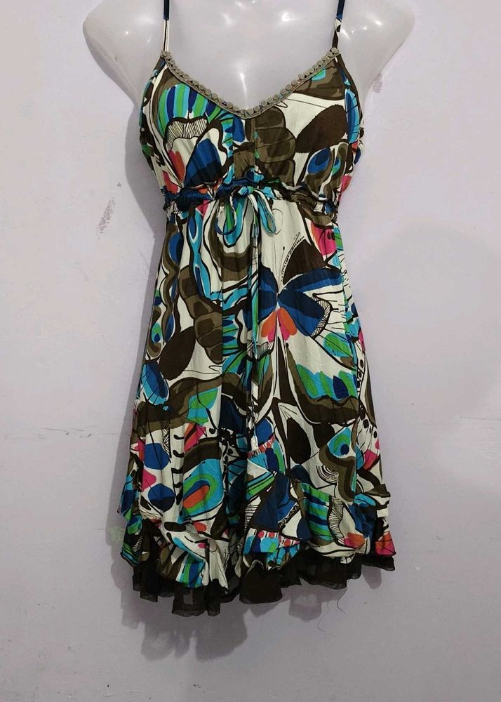 Boho Butterfly Print Mini Dress