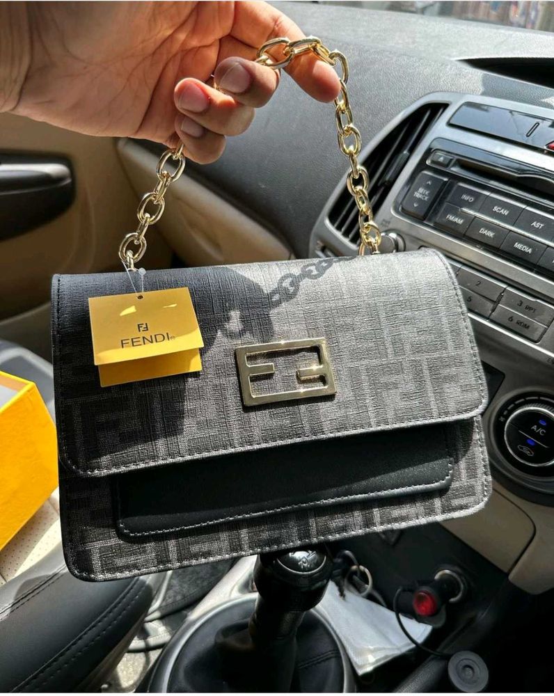 Latest Fendi FF Motif Wallet On Chain Baguette Bag