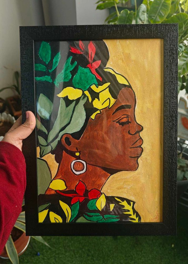 Framed African Woman Portrait Painting