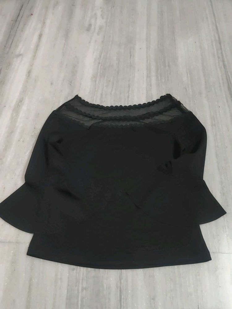 Chic Black Bell Sleeve Top