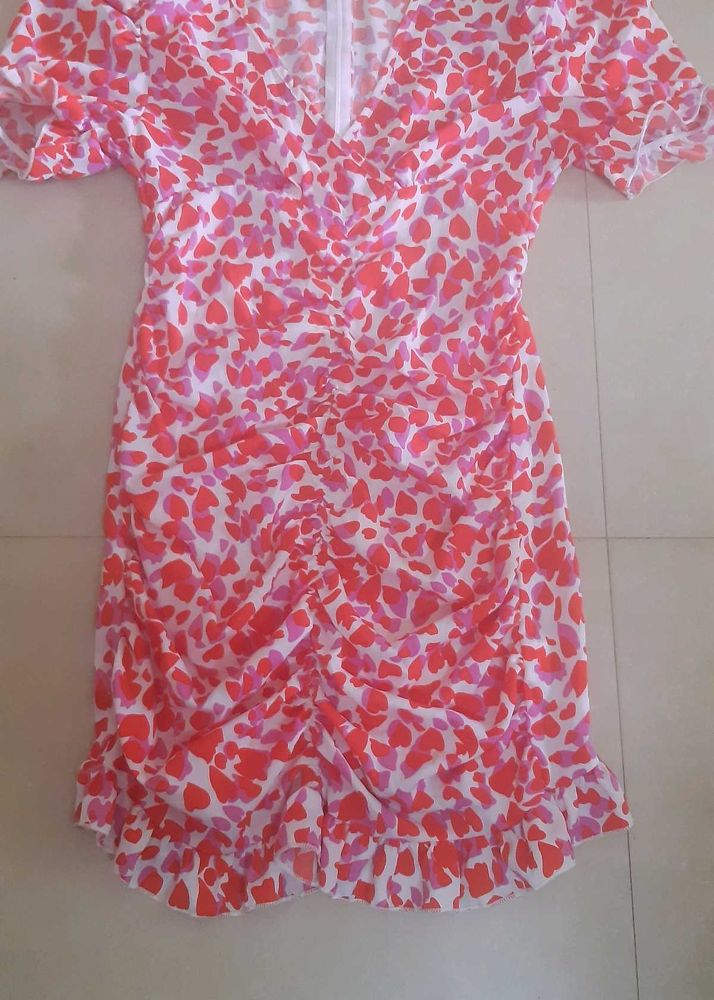 FREE Baniyan With Heart Print Ruched Mini Dress.