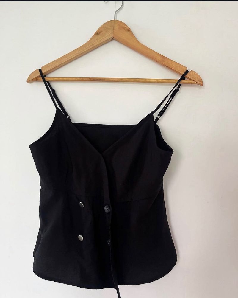 Black Button-Up Cami Top