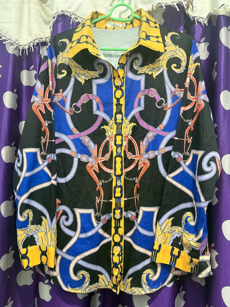 Bold Print Button-Up Shirt