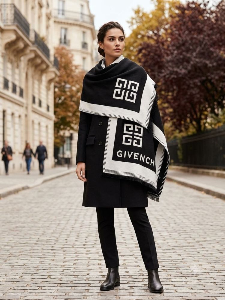 Givenchy Logo Scarf - Black &amp; White