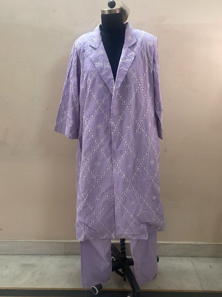 Lavender Chikankari Kurta Set