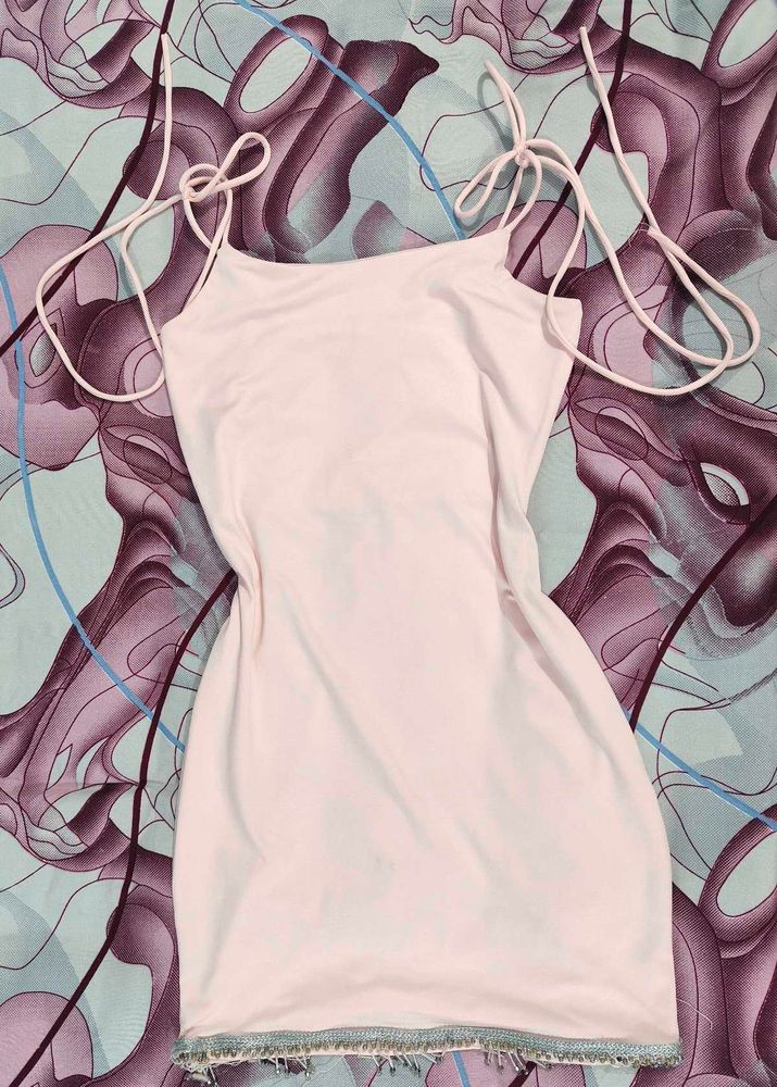 Chic Pink Spaghetti Strap Mini Dress