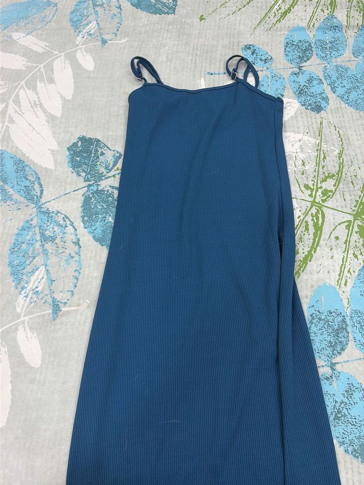 Teal Ribbed Camisole Dress
