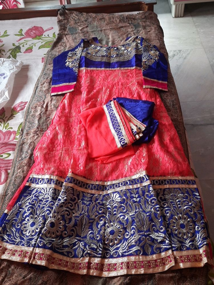 pink and navy blue salwar suit 3 piece