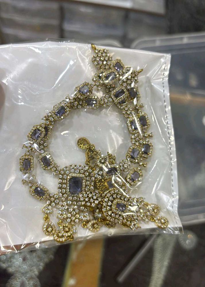 AD stone premium Necklace Set clear light purple