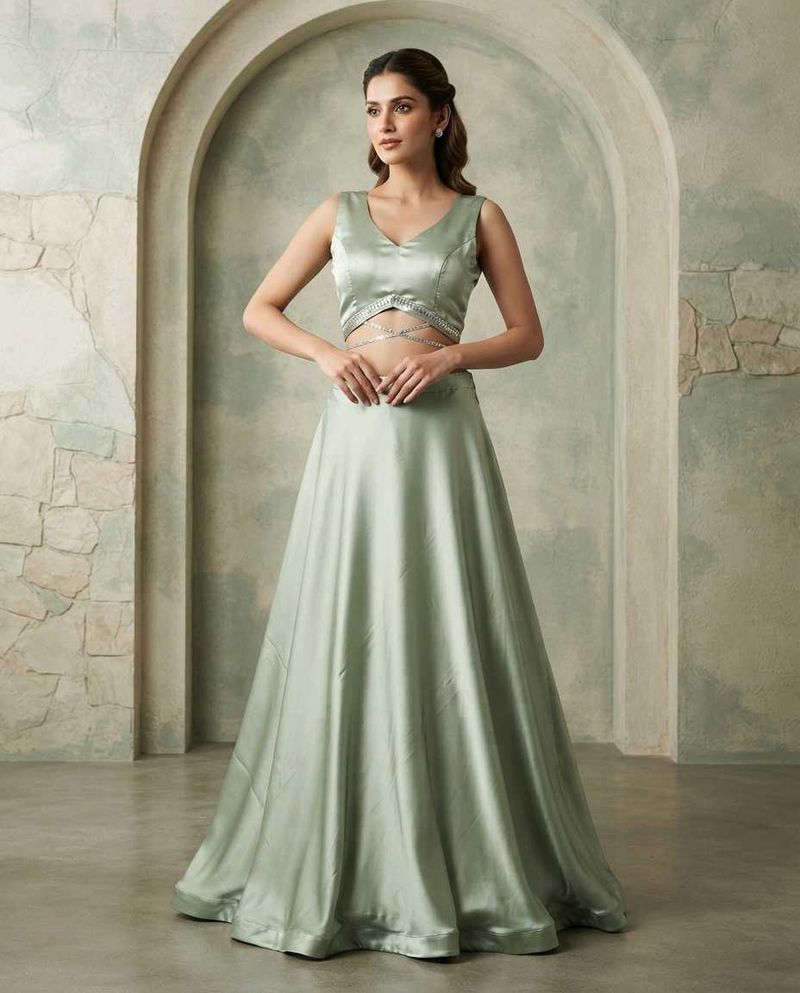 Elegant Pastel Green Lehenga Set